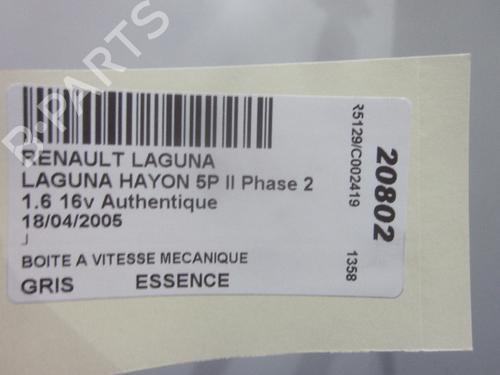Gearbox RENAULT LAGUNA II (BG0/1_) 1.6 16V (BG1G, BG1H) | BP26085523M3 