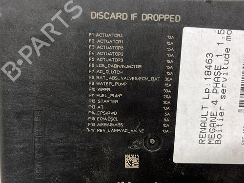 Used Fuse box Fuse box RENAULT MEGANE IV Hatchback (B9A/M/N_) 1.5 dCi 110 (B9A3) (110 hp) 32981362 32981362
