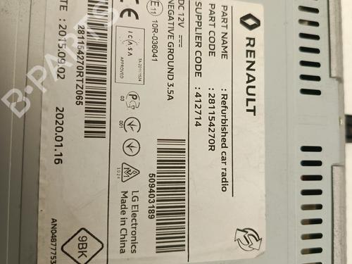 Radio RENAULT CAPTUR I (J5_, H5_) 1.5 dCi 90 (J5N4, J5M5, J5MW, J5M6, J5AL, J5AJ) | BP28190008E6 - Image 2