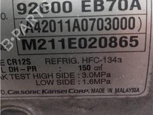 AC compressor NISSAN NAVARA NP300 (D40) 2.5 dCi 4WD | BP27847435M34 