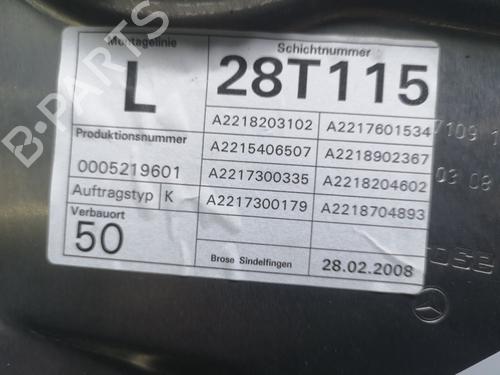 Rear left window mechanism MERCEDES-BENZ S-CLASS (W221, V221) S 320 CDI (221.022, 221.122) | BP19392552C24 