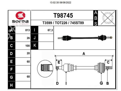 Right rear driveshaft TOYOTA RAV 4 III (_A3_)  | BP8803580M41 