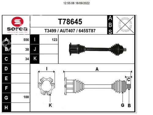 Left front driveshaft AUDI A8 D3 (4E2, 4E8)  | BP8661427M38 