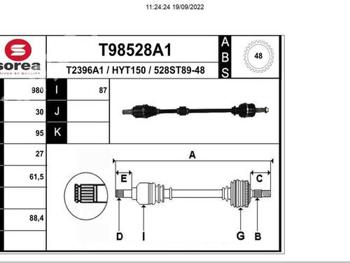 Right front driveshaft HYUNDAI ix35 (LM, EL, ELH)  | BP10358866M39 