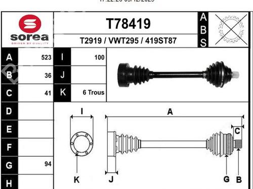 Left front driveshaft AUDI A3 Limousine (8YS, 8YM) 30 TDI | BP29173963M38
