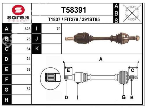 Left front driveshaft ALFA ROMEO MITO (955_) 1.3 MultiJet (955AXP1A, 955AYC1A) | BP4660640M38 