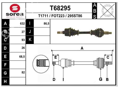 Left front driveshaft FORD MONDEO III Saloon (B4Y)  | BP1094090M38 