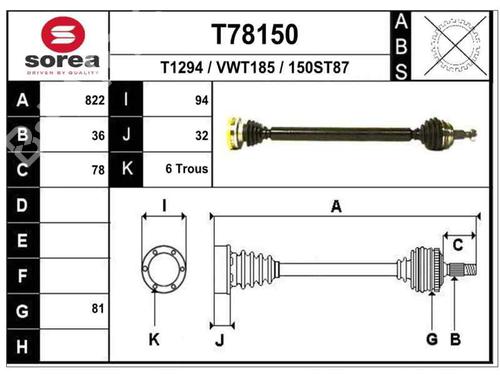 Right front driveshaft VW GOLF IV (1J1)  | BP1267509M39 