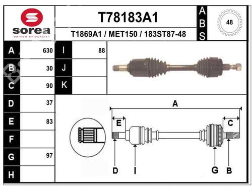 Left front driveshaft MERCEDES-BENZ M-CLASS (W163) ML 270 CDI (163.113) | BP5983683M38 