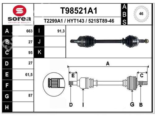 Left front driveshaft HYUNDAI i30 Estate (FD) 1.6 CRDi | BP5266217M38 