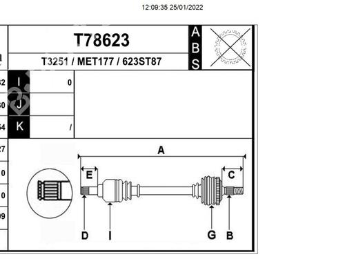 Left front driveshaft MERCEDES-BENZ CLA Shooting Brake (X117) CLA 200 CDI / d (117.908) | BP8666822M38 