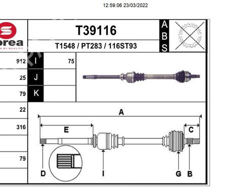 Right front driveshaft CITROËN C4 I (LC_) 1.6 16V | BP9239655M39 