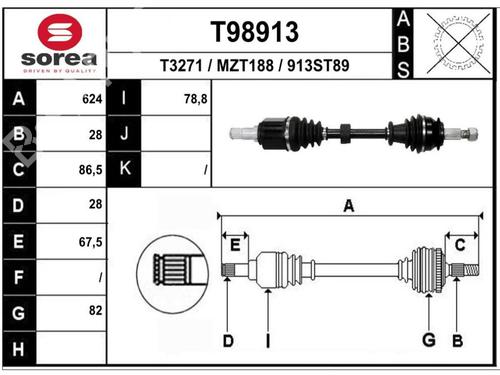 Left front driveshaft MAZDA CX-3 (DK)  | BP22612404M38 
