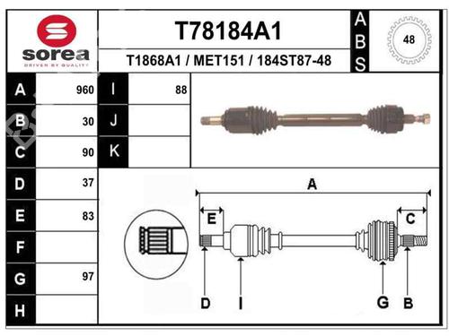 Right front driveshaft MERCEDES-BENZ M-CLASS (W163) ML 400 CDI (163.128) | BP4479686M39 