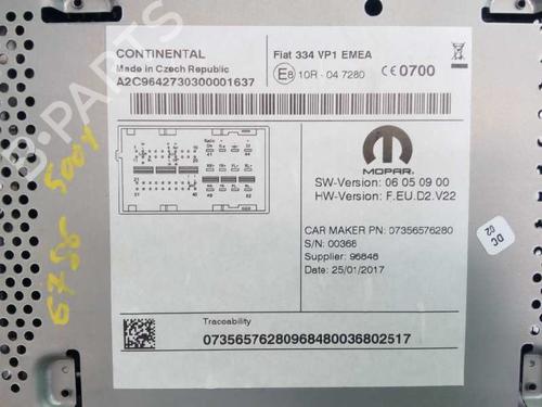 Radio FIAT 500X (334_) 1.6 (334AXE1A) | BP4820742E6 