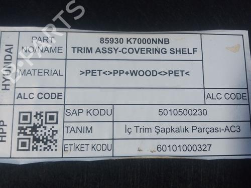 Rear parcel shelf HYUNDAI i10 III (AC3, AI3) 1.0 MPi | BP32336719C85 - Image 4