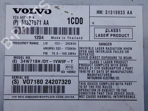 Radio VOLVO XC60 I SUV (156) D3 | BP11217271E6 