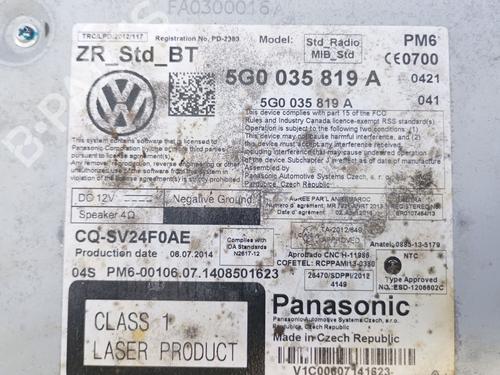 Other VW GOLF VII (5G1, BQ1, BE1, BE2) 1.4 TSI | BP30408306O1 