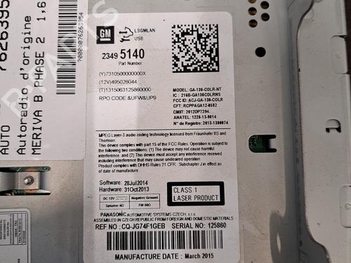 Radio OPEL MERIVA B MPV (S10) 1.6 CDTi (75) | BP28407920E6