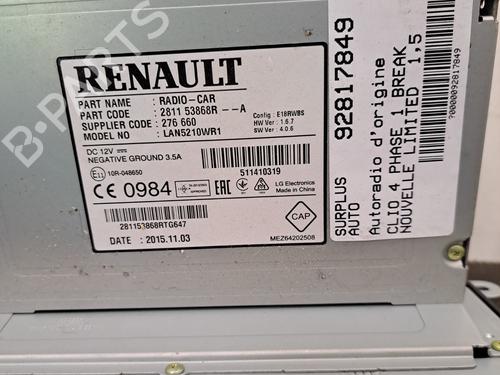 Used Radio Radio RENAULT CLIO IV Grandtour (KH_) 1.5 dCi 90 (KHN3, KHN4) (90 hp) 28392875 28392875