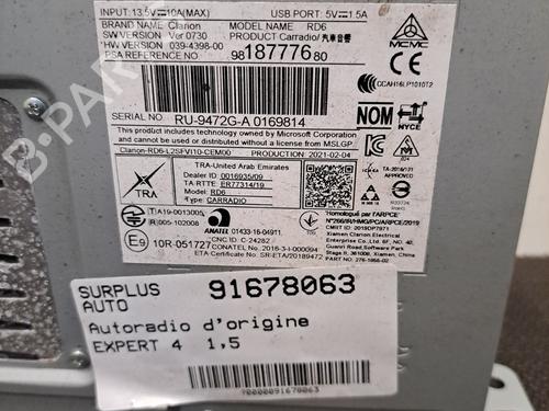 Radio PEUGEOT EXPERT Van (V_) 1.5 BlueHDi 120 | BP28404305E6 