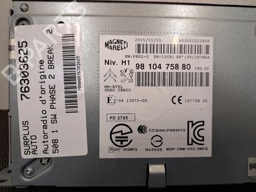 Radio PEUGEOT 508 SW I (8E_) 2.0 BlueHDi 180 | BP28407894E6 