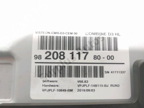 Instrument cluster DS DS 3 / DS 3 CROSSBACK (UR_, UC_, UJ_) 1.5 BlueHDi 100 (UCYHYJ) | BP29857369C47