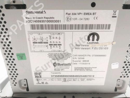 Radio FIAT 500X (334_) 1.3 D Multijet (334AXH1A) | BP28232262E6 