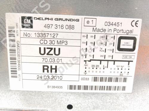Radio OPEL CORSA D (S07) 1.3 CDTI (L08, L68) | BP37769963E6 - Image 5