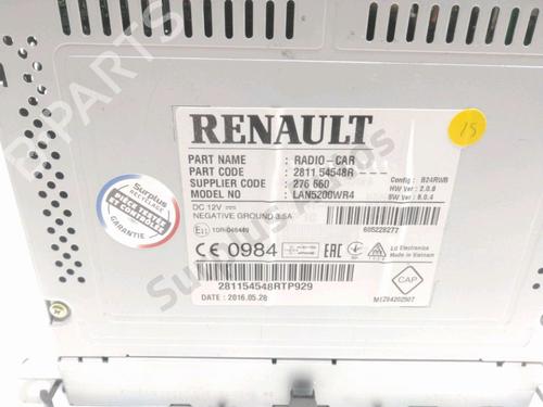 Bilradio RENAULT CAPTUR I (J5_, H5_) 1.5 dCi 90 (J5N4, J5M5, J5MW, J5M6, J5AL, J5AJ) | BP29579781E6 