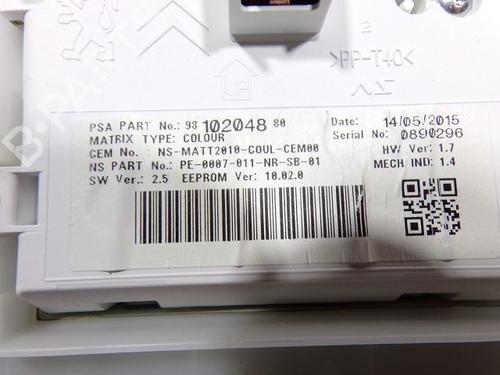 Instrument cluster PEUGEOT 208 I (CA_, CC_) 1.6 GTi | BP28230137C47 
