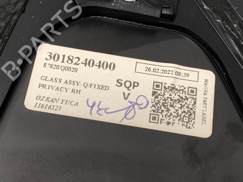 Rear right quarter glass HYUNDAI i20 III (BC3, BI3) 1.0 T-GDI | BP29072739C92 
