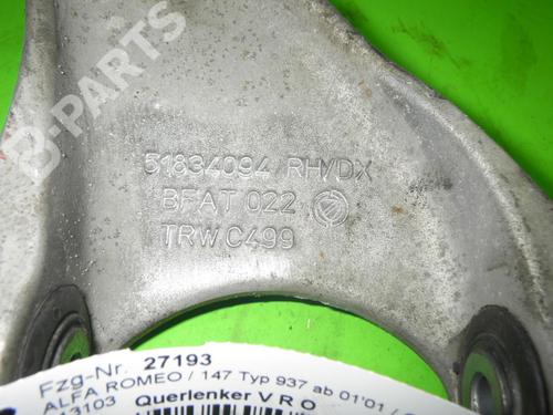 Right front suspension arm ALFA ROMEO 147 (937_) 2.0 16V T.SPARK (937.AXA1, 937.AXC1, 937.BXC1) | BP6602804M13 