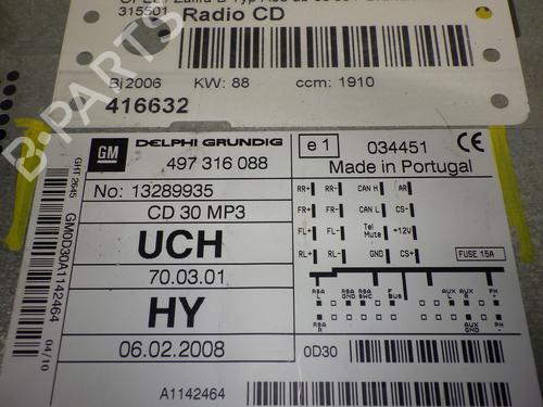 Radio OPEL ZAFIRA / ZAFIRA FAMILY B (A05) 1.9 CDTI (M75) | BP21836285E6 