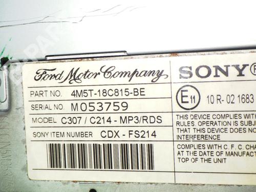 Radio FORD FOCUS C-MAX (DM2) 1.6 TDCi | BP9124514E6 