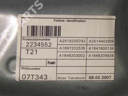 Front left window mechanism MERCEDES-BENZ M-CLASS (W164) ML 280 CDI 4-matic (164.120) | BP6603749C22 