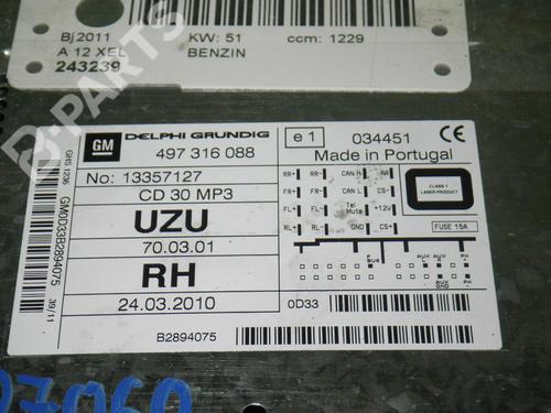 Radio OPEL CORSA D (S07) 1.2 (L08, L68) | BP6366859E6 