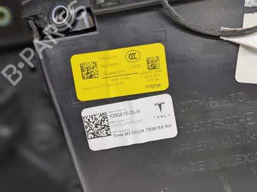 Bageste højre beklædning TESLA MODEL 3 (5YJ3) EV AWD | BP29693726C61 
