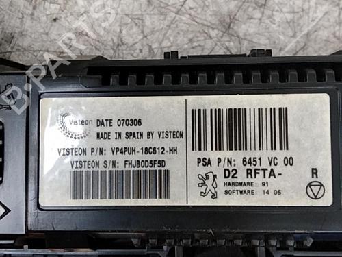 Climate control PEUGEOT 407 (6D_) 1.8 (6D6FZB) | BP28752319I5 