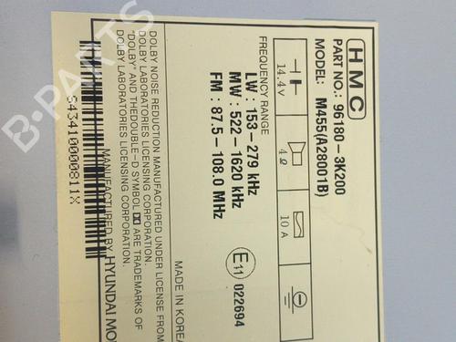 Radio HYUNDAI SONATA V (NF) 2.4 | BP28766790E6 