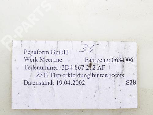 Rear right panel VW PHAETON (3D1, 3D2, 3D3, 3D4, 3D6, 3D7, 3D8, 3D9) 5.0 V10 TDI 4motion | BP6871864C61 