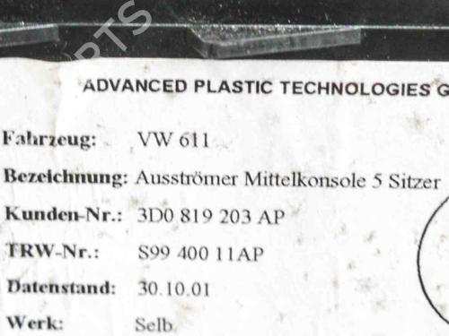 Air vent VW PHAETON (3D1, 3D2, 3D3, 3D4, 3D6, 3D7, 3D8, 3D9) 5.0 V10 TDI 4motion | BP14684336I21 