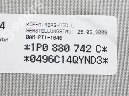 Right curtain airbag SEAT LEON (1P1) 1.9 TDI | BP6491570C12 