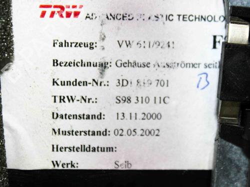 Air vent VW PHAETON (3D1, 3D2, 3D3, 3D4, 3D6, 3D7, 3D8, 3D9) 3.2 V6 | BP21087659I21 