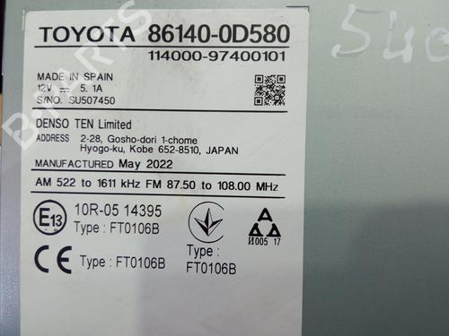 Radio TOYOTA YARIS (_P13_)  | BP12457546E6 