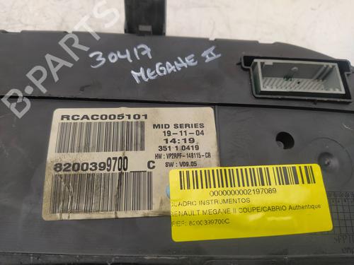 Instrument cluster RENAULT MEGANE II (BM0/1_, CM0/1_) 1.5 dCi (BM02, BM13, BM2A, CM02, CM13) | BP11809609C47 
