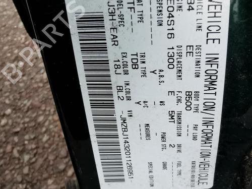 Hattehylde MAZDA 323 F VI Hatchback (BJ) 1.3 16V (BJ3P, BJ14) | BP31786845C85 