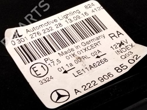 Right headlight MERCEDES-BENZ S-CLASS (W222, V222, X222) S 350 BlueTEC / d (222.132, 222.032, 222.123) | BP29912773C29 