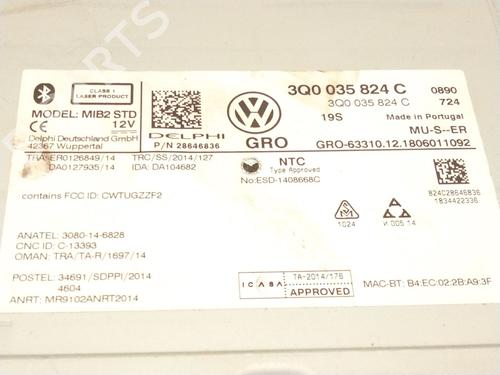 Radio VW GOLF VII (5G1, BQ1, BE1, BE2) 1.0 TSI | BP26386244E6 