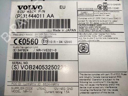 Radio VOLVO V40 Cross Country (526)  | BP18410580E6 